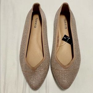 Torrid embellished flat slip on rhinestone 9.5 ww brown taupe
